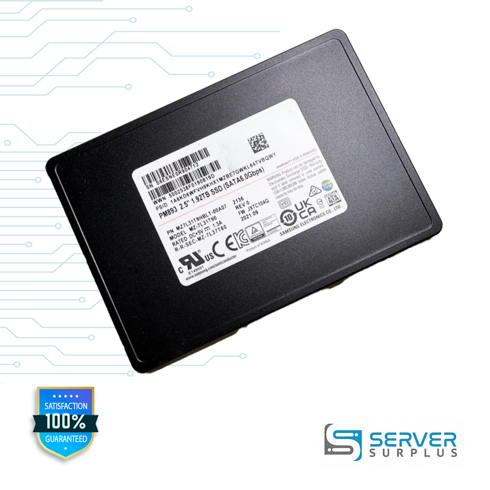 Samsung PM893 1.92TB SATA III 6Gb/s 2.5-Inch Enterprise SSD (MZ7L31T9HBLT-00A07)