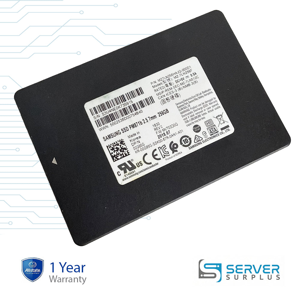 Dell 0G95G Samsung 256GB SATA 6Gb/s 2.5" SSD MZ7LN256HAJQ