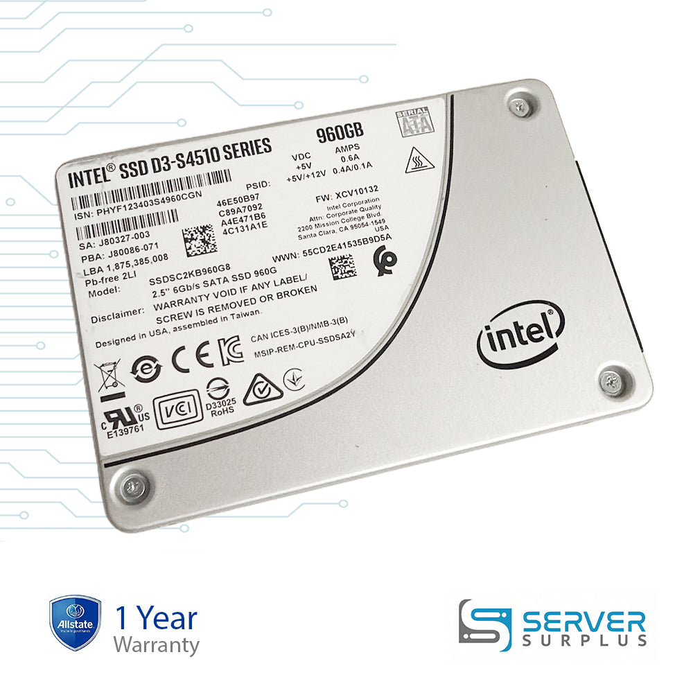 Intel D3-S4510 960GB SATA III 6Gb/s 2.5-Inch Enterprise SSD (SSDSC2KB960G8)