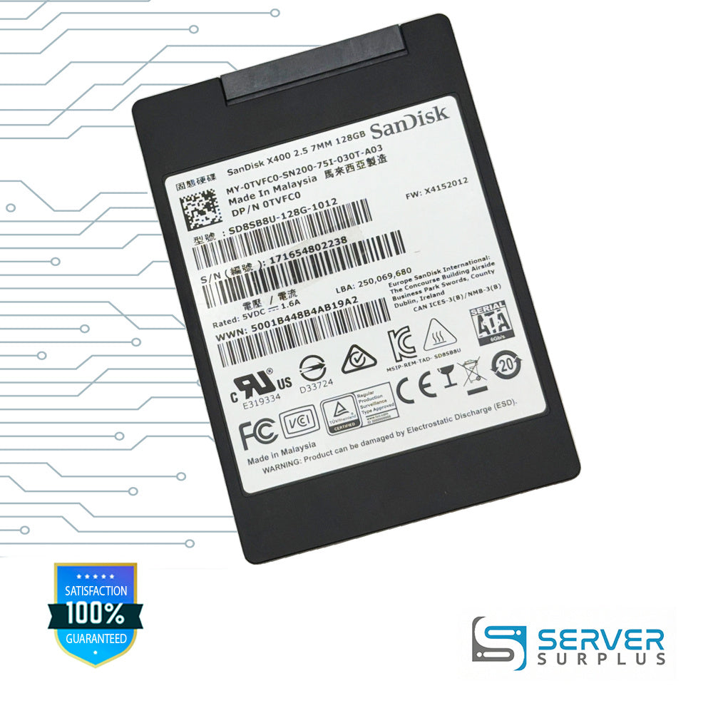 Dell X400 128GB SATA 6Gb/s 2.5 in Enterprise SSD | 0TVFC0 | SD8SB8U-128G-1012 | TVFC0