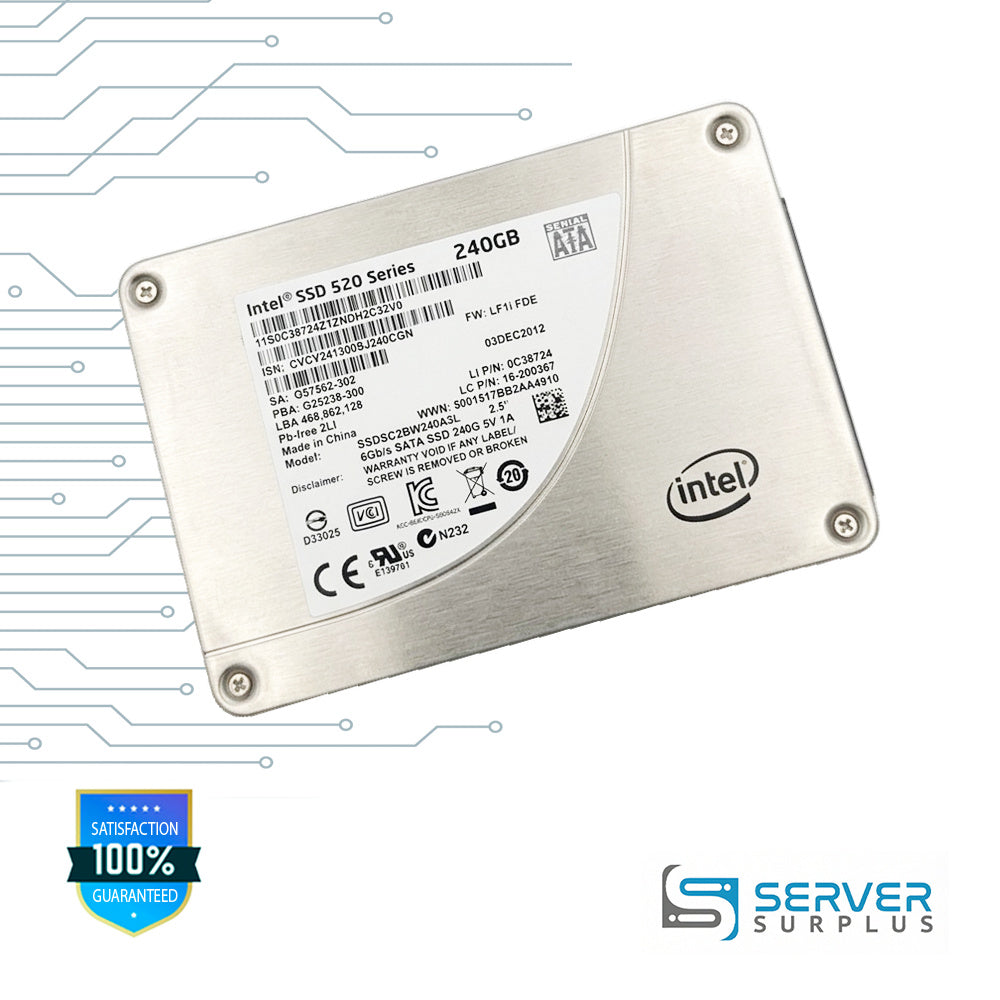 Lenovo SSD 520 Series 240GB SATA 6Gb/s 2.5 in Enterprise SSD | 16-200367 | SSDSC2BW240A3L | 0C38724