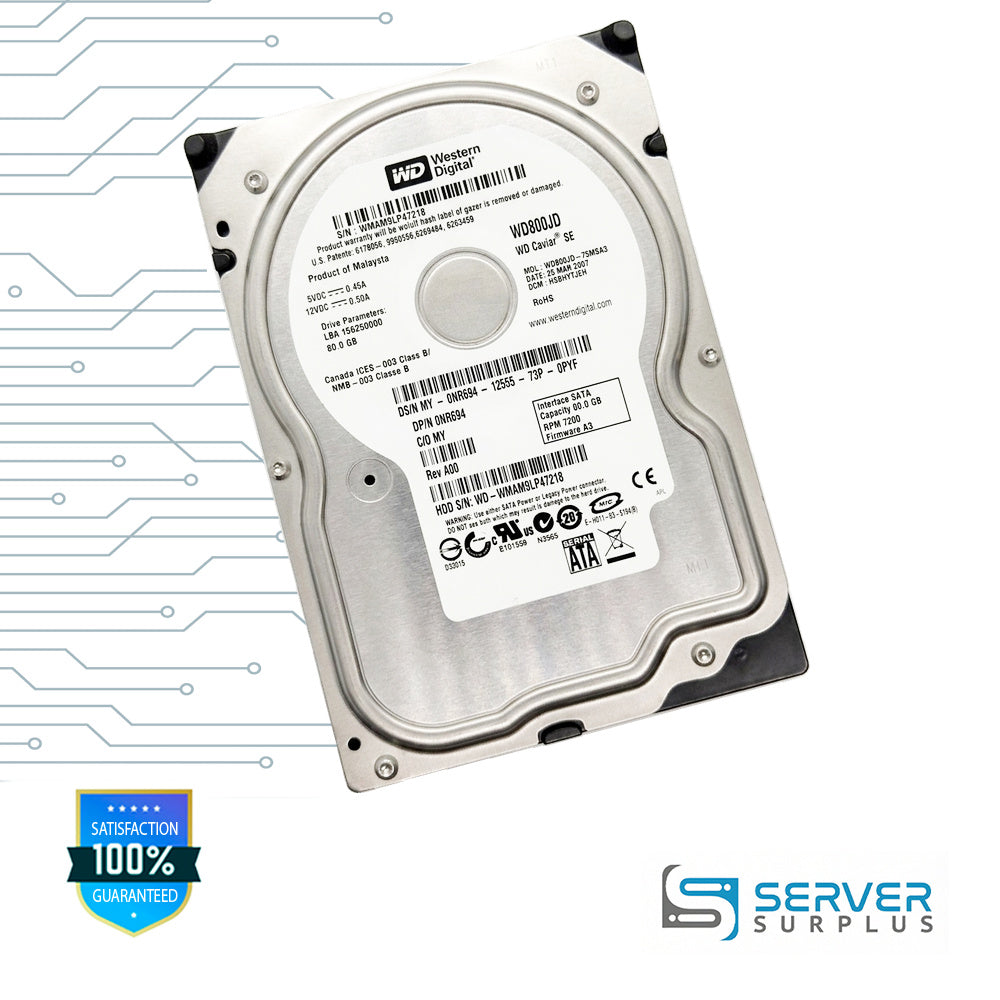 Dell Caviar SE 80.0GB SATA 3.5-Inch Enterprise HDD | 0NR694 | WD800JD-75MSA3