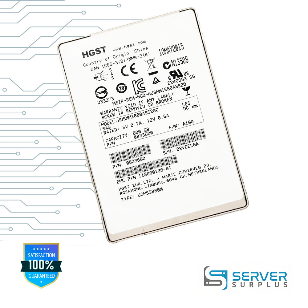 EMC HUSMM1680ASS200 800GB SAS 2.5-Inch Enterprise SSD | 118000130-01 | 0B33600