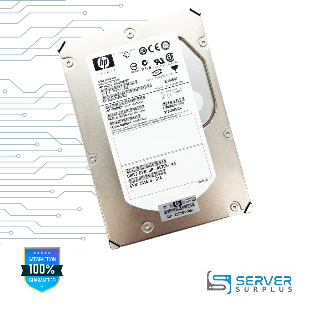 HP BF3008B26C 300GB SCSI 15000 RPM 3.5 in Enterprise HDD | 412751-016 | ST3300655LC | 3R-A6765-AA | 404670-014