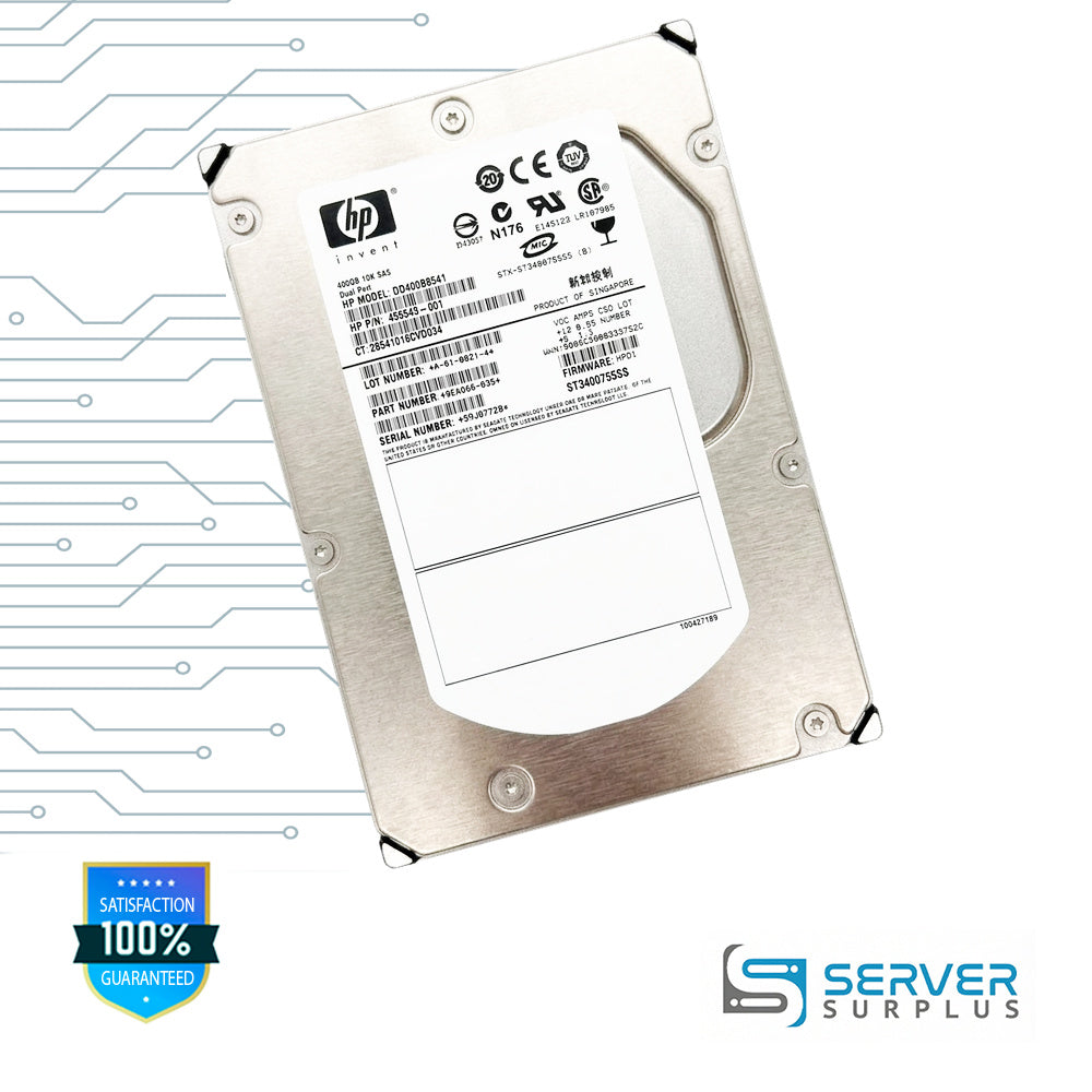 HP 400GB SAS 3.5 in Enterprise HDD | 455543-001 | ST3400755SS | DD400B8541