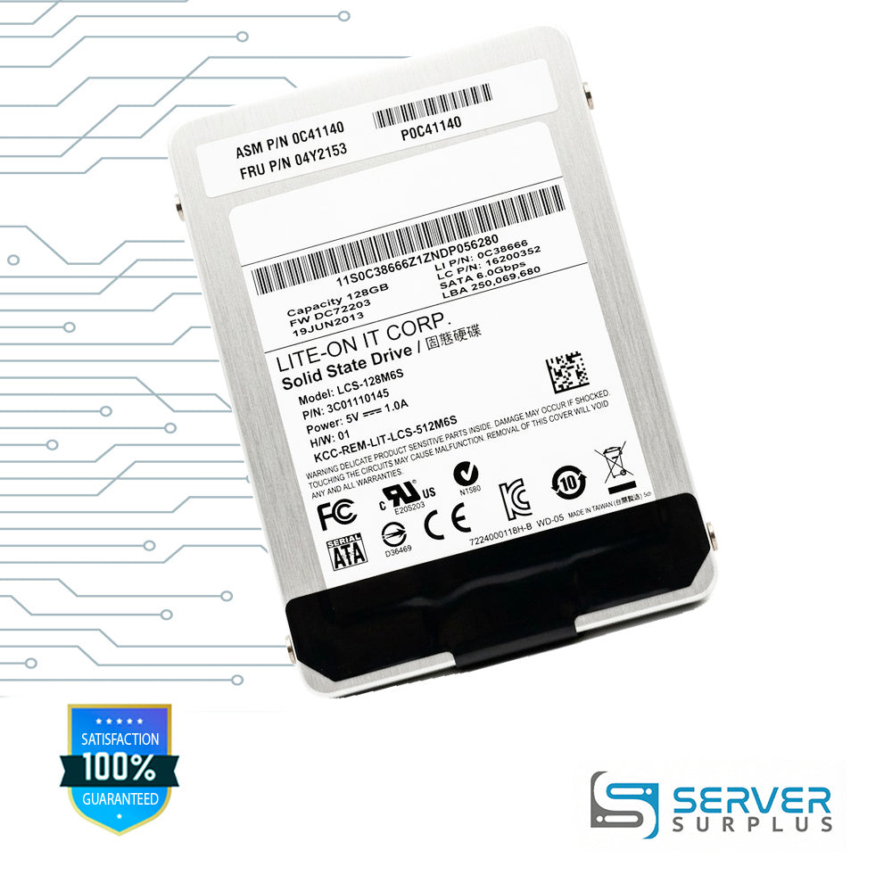 Lenovo LCS-128M6S 128GB SATA 6Gb/s 2.5 in Enterprise SSD | 04Y2153 | 3C01110145 | 0C41140 | 0C38666 | 16200352