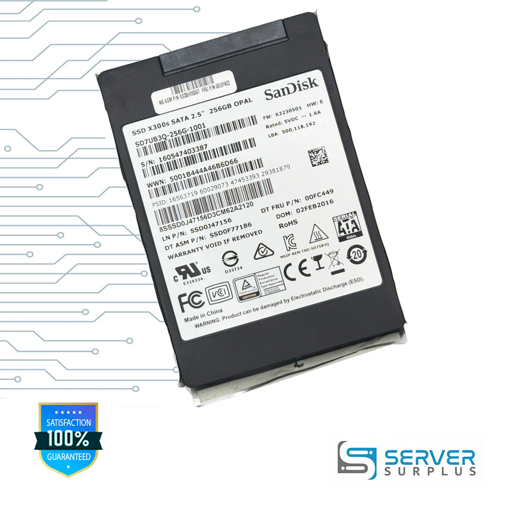 Lenovo X300s 256GB SATA 6Gb/s 2.5 in Enterprise SSD | 00UP402 | SD7UB3Q-256G-1001 | SSD0H55397 | SSD0J47156 | 00FC449 | SSD0F77186