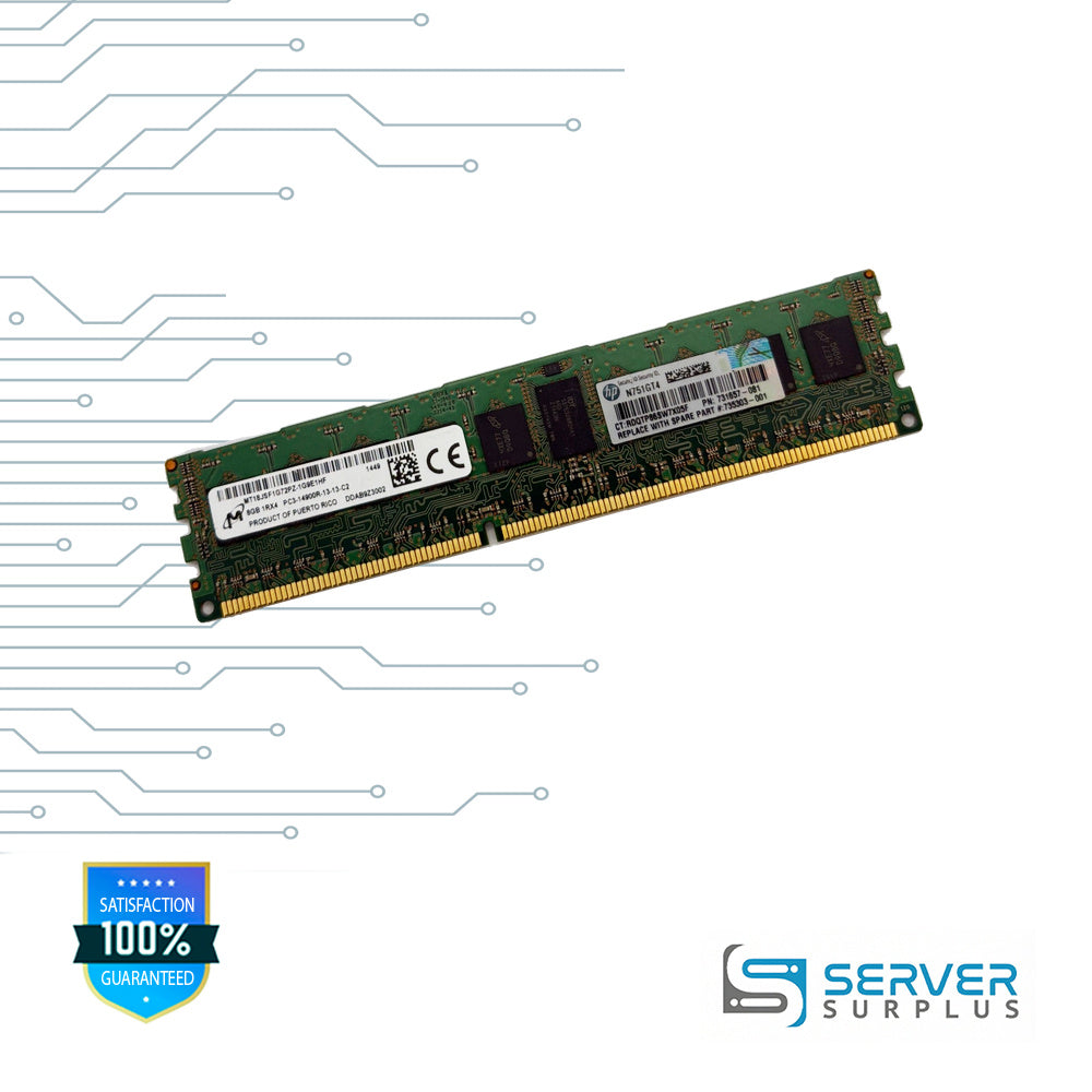 HP 8GB DDR3-1866 PC3-14900 1Rx4 ECC Registered 240-Pin RDIMM Server Memory | 731657-081 | MT18JSF1G72PZ-1G9E1HF | 735303-001