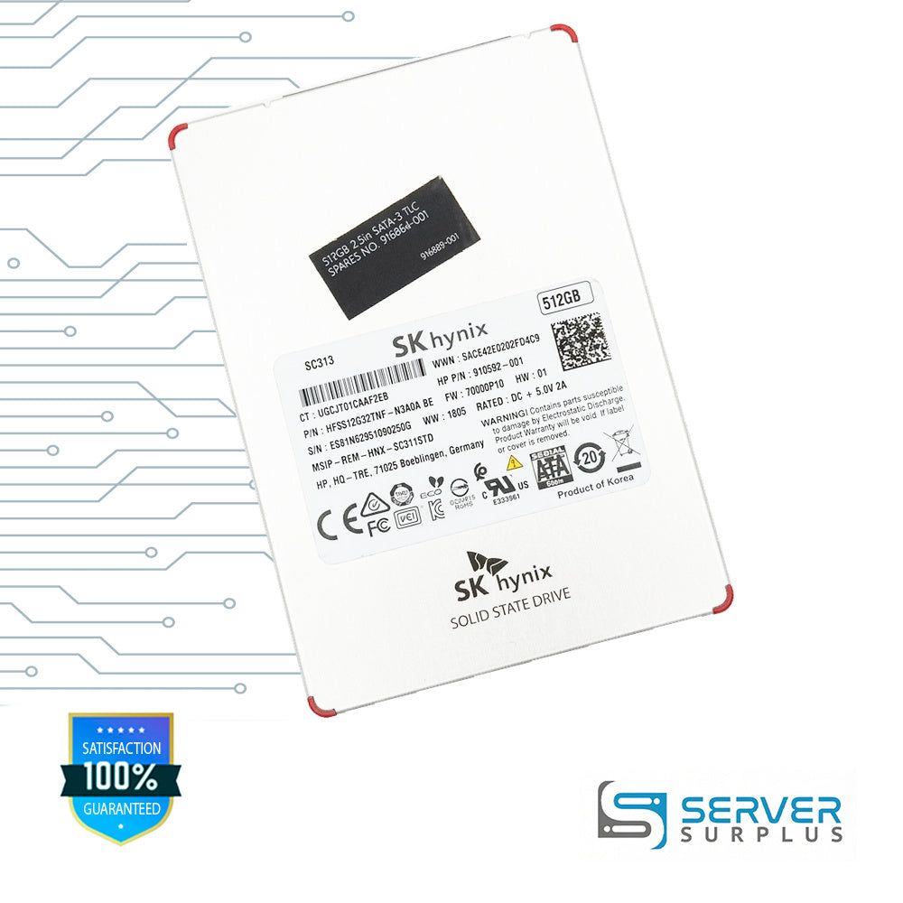 HP SC313 512GB SATA 6Gb/s 2.5 in Enterprise SSD | 910592-001 | HFS512G32TNF-N3A0ABE | 916864-001