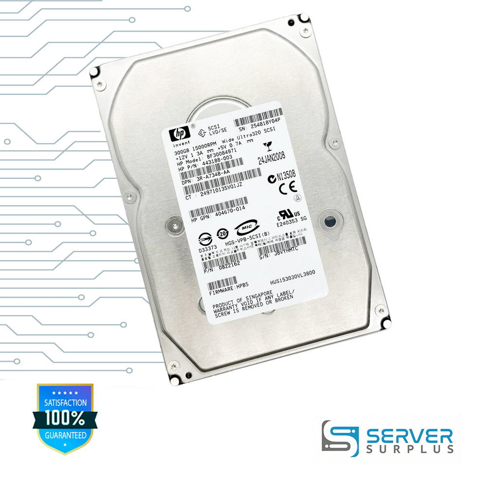 HP HUS153030VL3800 300GB SCSI 15000 RPM 3.5 in Enterprise HDD | 443188-003 | 0B22162 | BF30084971 | 3R-A7348-AA | 404670-014