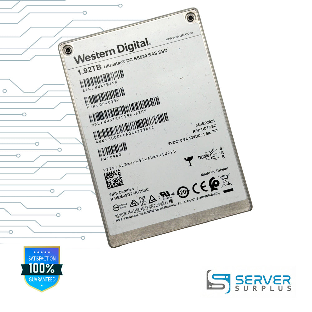 WD Ultrastar DC SS530 1.92TB SAS 12Gb/s 2.5 in Enterprise SSD | 0P40332