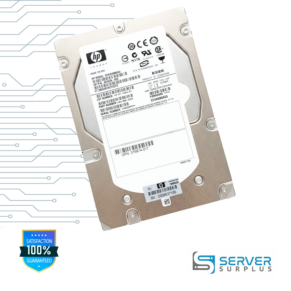 HP DF0450B8054 450GB SAS 3.5 in Enterprise HDD | 454228-003 | ST3450856SS | 375874-017