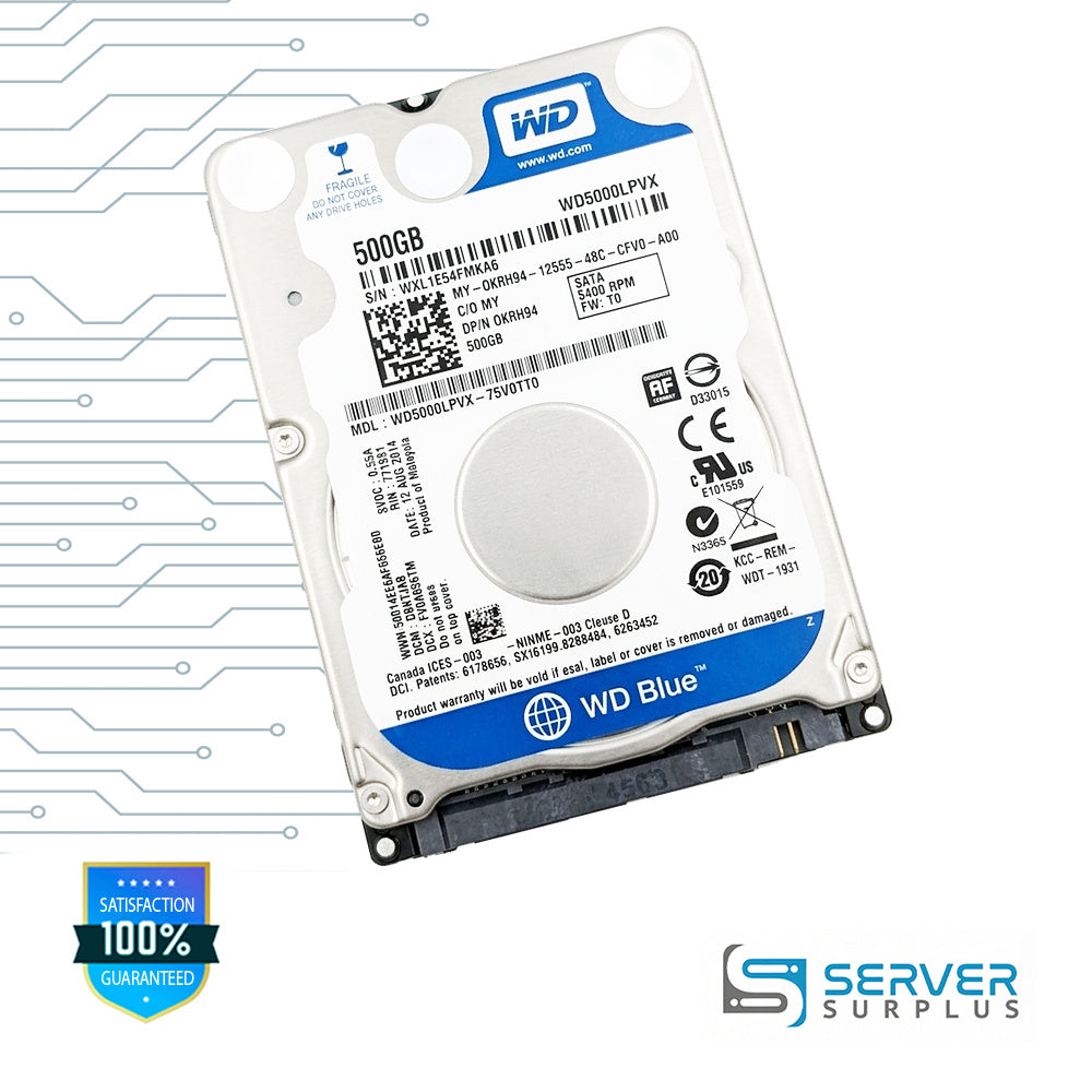 Dell Blue 500GB SATA 5.4K 2.5 in Enterprise HDD | 0KRH94 | WD5000LPVX | KRH94