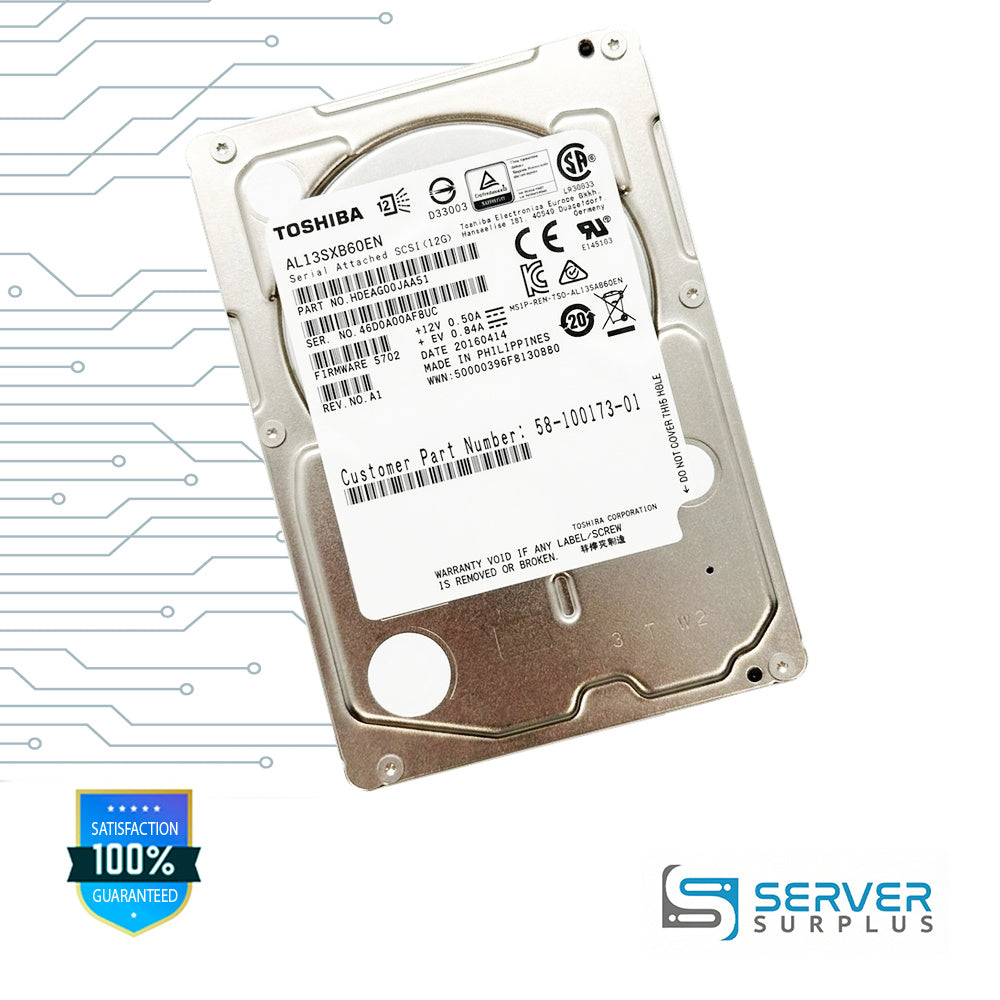 Toshiba AL13SXB60EN 600GB SAS 12Gb/s 12Gb/s 2.5 in Enterprise HDD | HDEAG00JAA51
