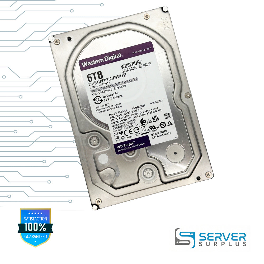WD Purple 6TB SATA 6Gb/s 3.5 in Enterprise HDD | WD62PURZ