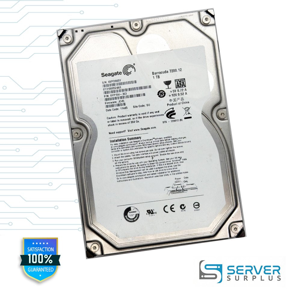 Seagate Barracuda 7200.12 1TB SATA 3.5 in Enterprise HDD | ST31000524AS