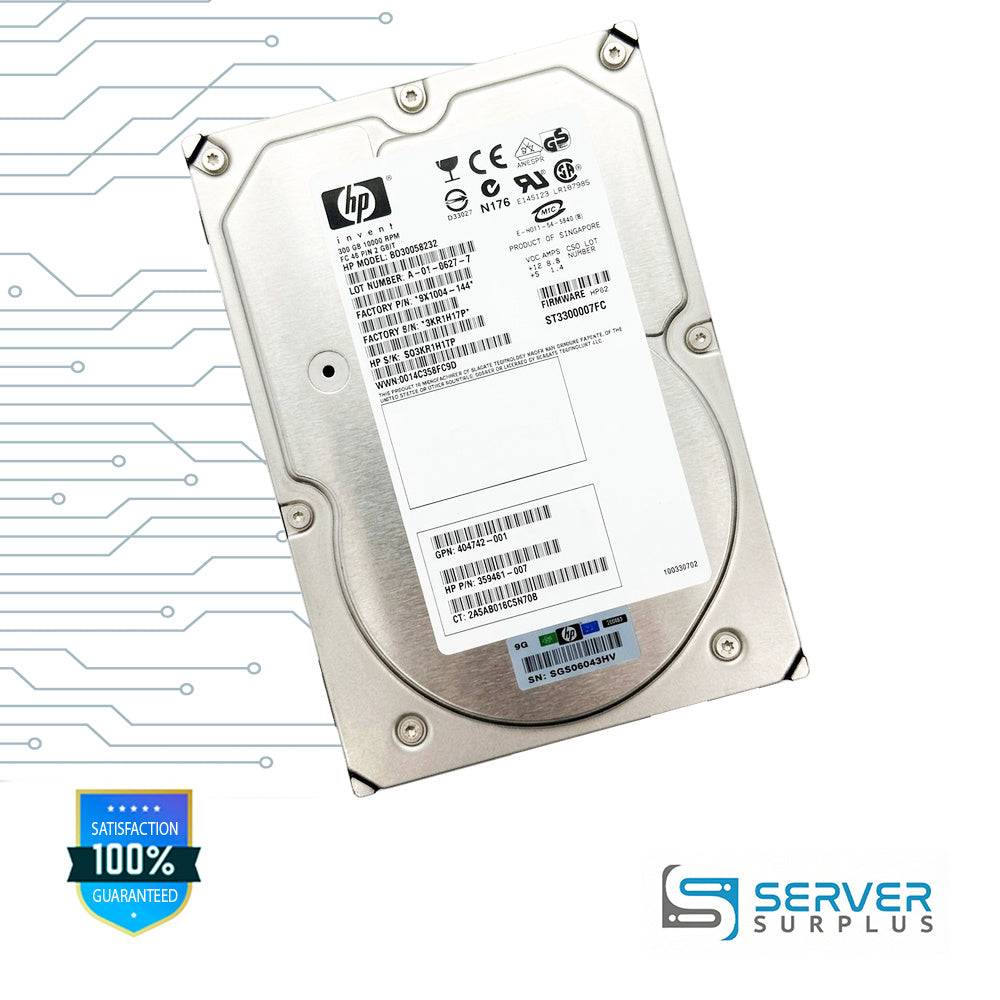 HP BD30058232 300GB FC 10000 RPM 3.5 in Enterprise HDD | 359461-007 | ST3300007FC | 404742-001 | 2A5AB016CSN70B