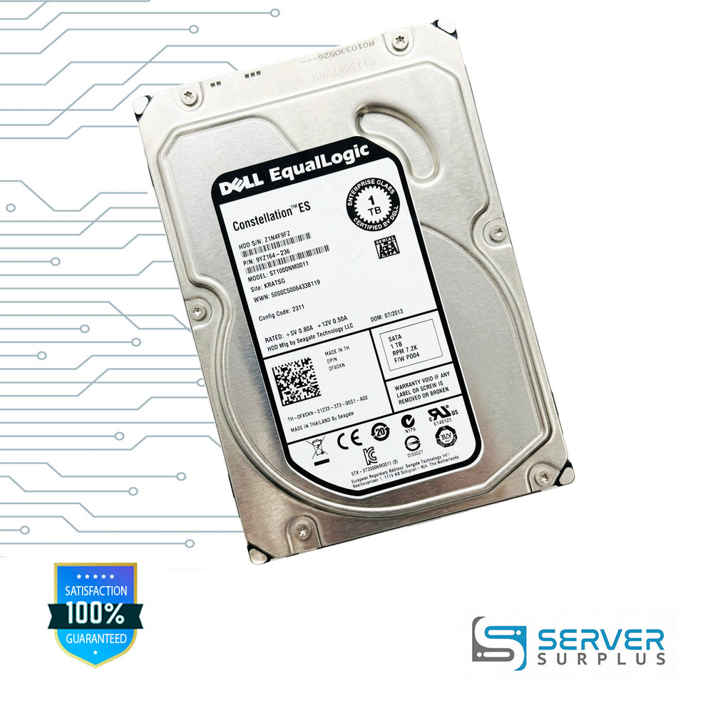 Dell Constellation ES 1TB SATA 7.2K 3.5 in Enterprise HDD | 0FX0XN | ST1000NM0011 | 9YZ164-236 | TH-0FX0XN-21233-373-00S1-A00 | FX0XN
