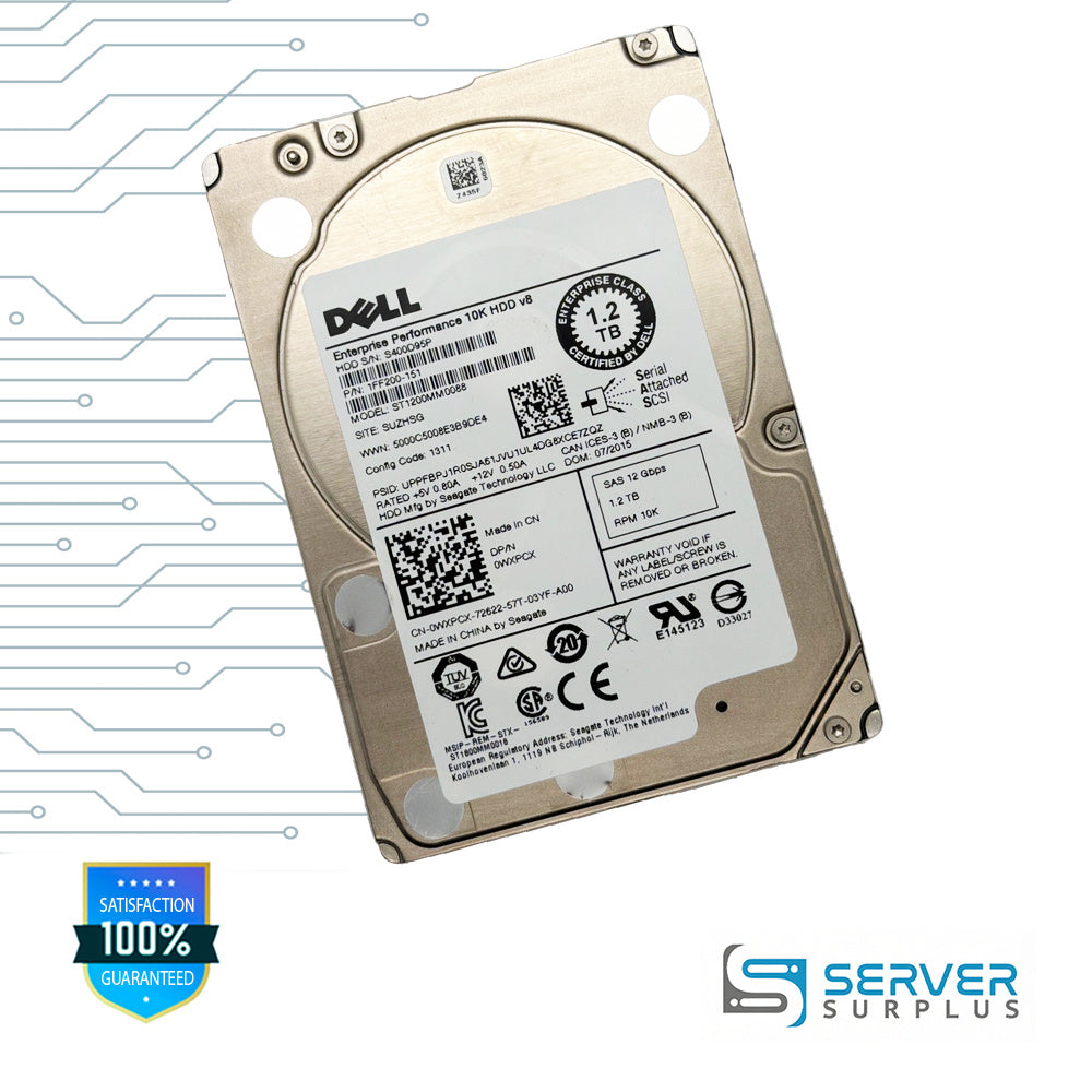 Dell Enterprise Performance 10K HDD v8 1.2TB SAS 12Gb/s 2.5 in Enterprise HDD | 0WXPCX | ST1200MM0088 | 1FF200-151 | WXPCX