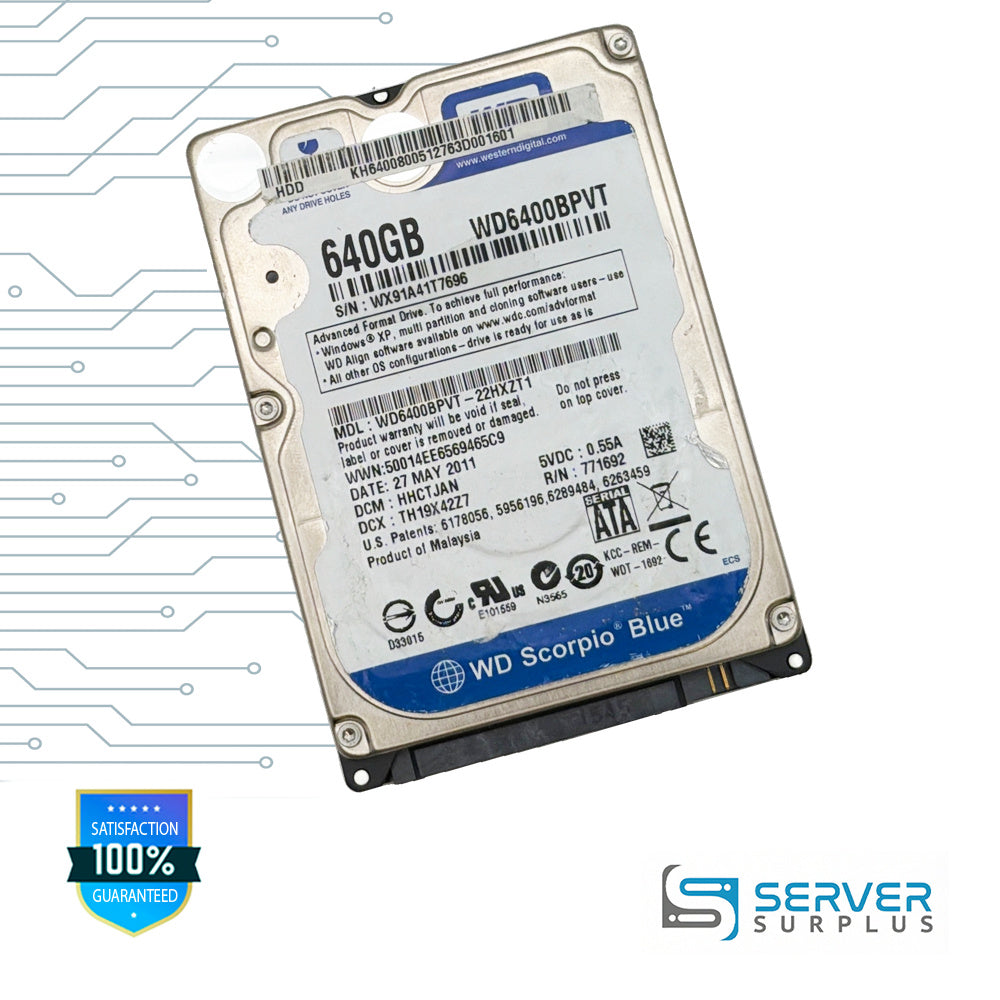 WD Scorpio Blue 640GB SATA 2.5 in Enterprise HDD | WD6400BPVT