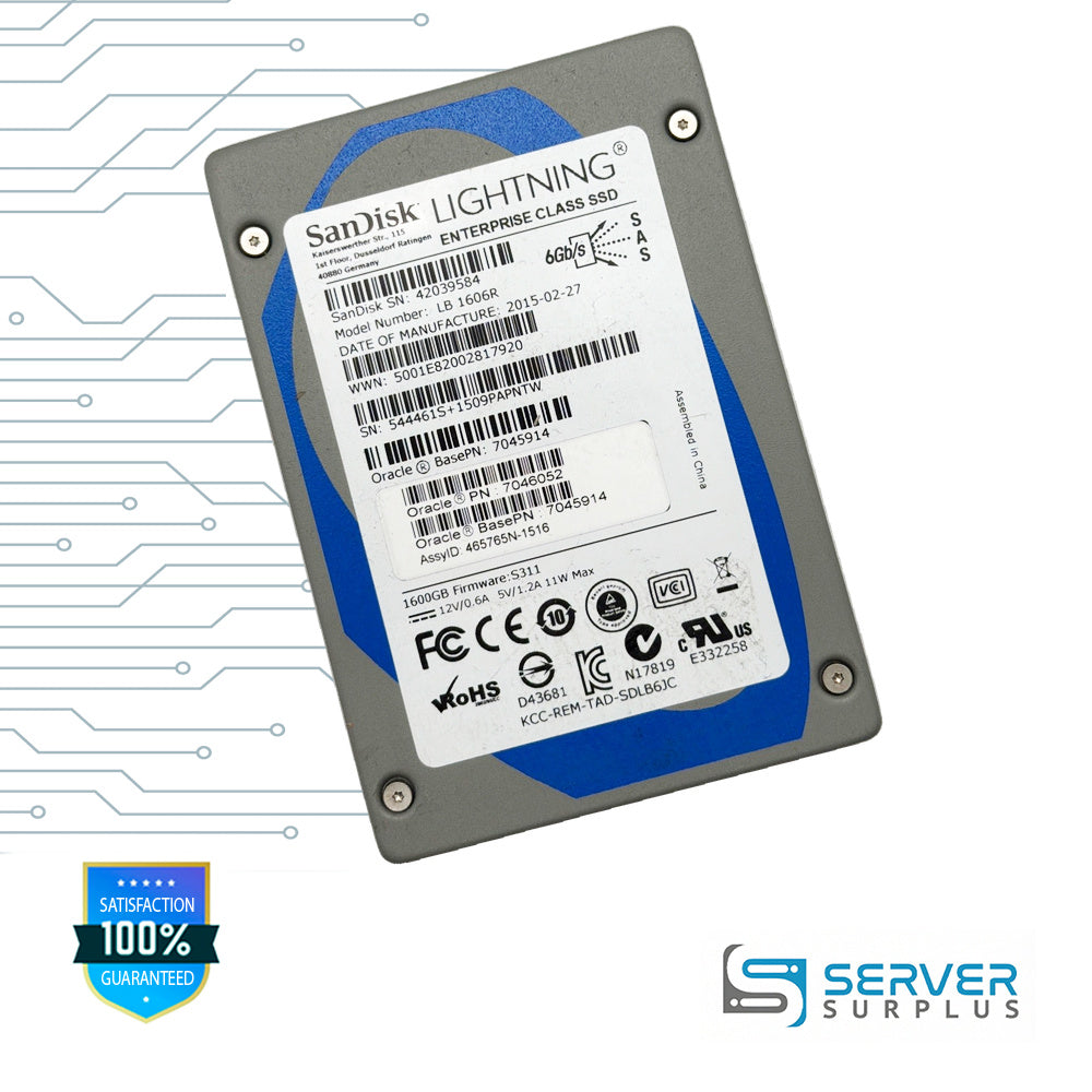 Oracle Lightning 1600GB SAS 6Gb/s 2.5 in Enterprise SSD | 7046052 | LB1606R | 7045914 | 465765N-1516
