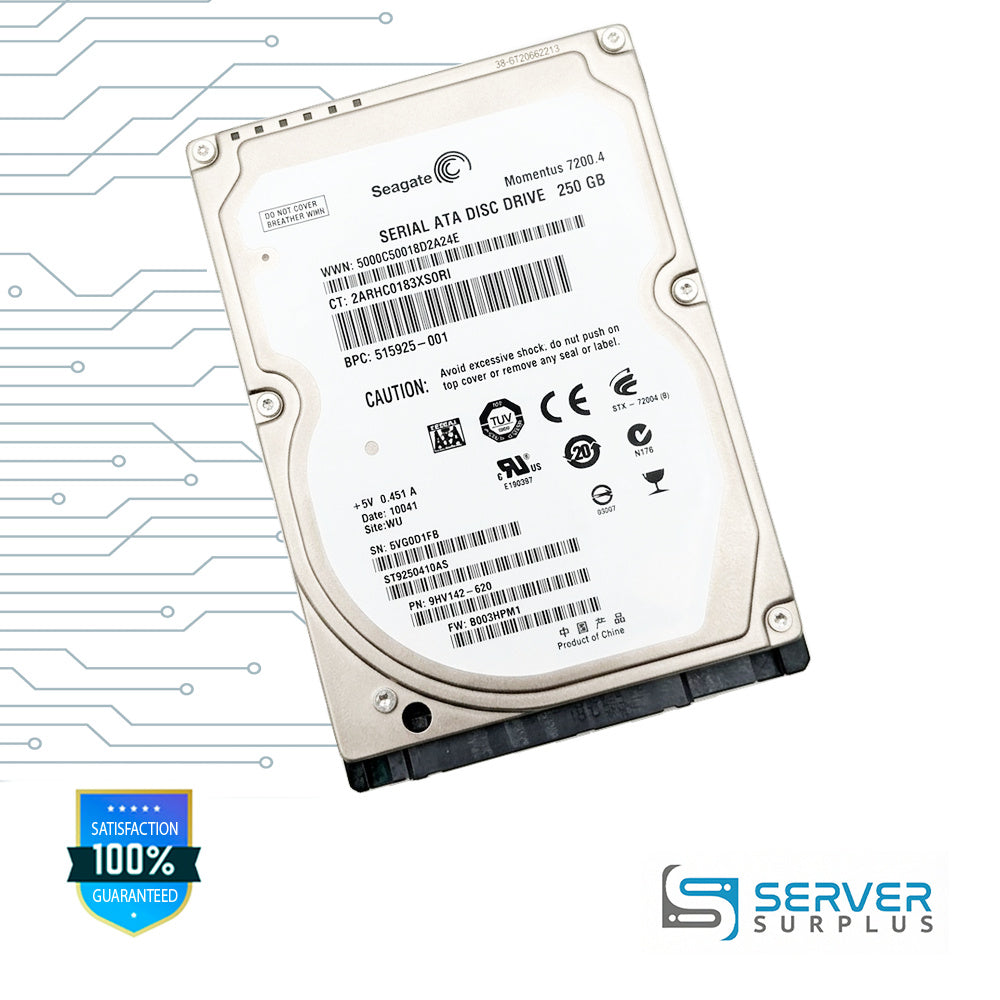 HP Momentus 7200.4 250GB SATA 7.2K 2.5 in Enterprise HDD | 497730-001 | ST9250410AS | 515925-001