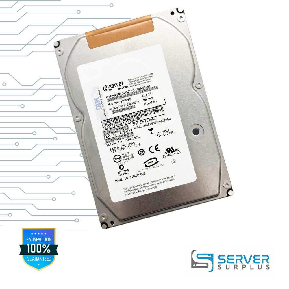 IBM HUS153073VL3800 73.4GB SCSI 15K 3.5 in Enterprise HDD | 03N5280 | 0B22148