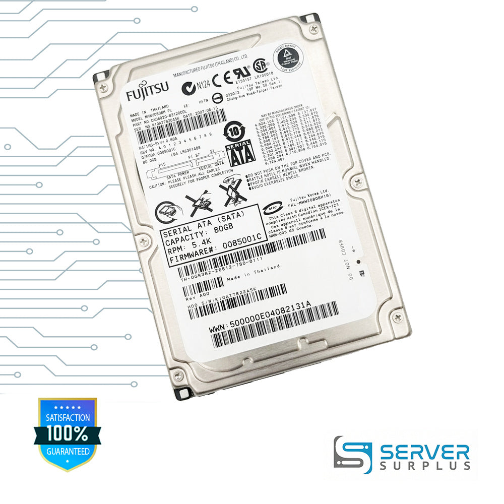 Fujitsu MHW2080BH 80GB SATA 5.4K 2.5 in Enterprise HDD | CA06820-B31200DL