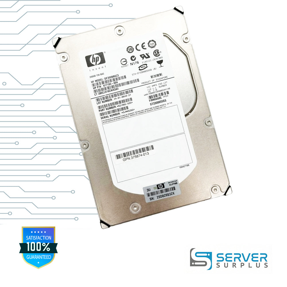 HP DF300BB6C3 300GB SAS 3.5 in Enterprise HDD | 417190-004 | ST3300655SS | 375874-013 | 33JF8M8