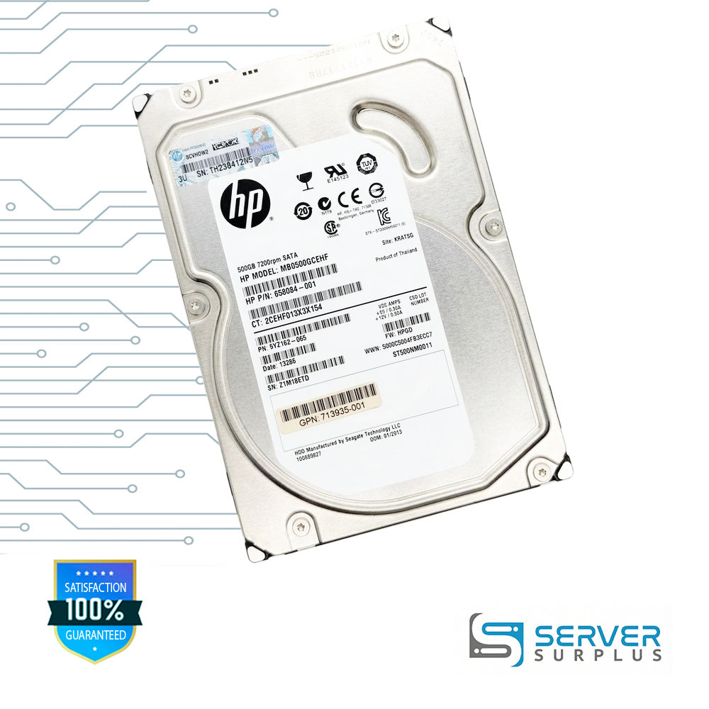 HP MB0500GCEHF 500GB SATA 7.2K 3.5 in Enterprise HDD | 658084-001 | ST500NM0011 | 713935-001