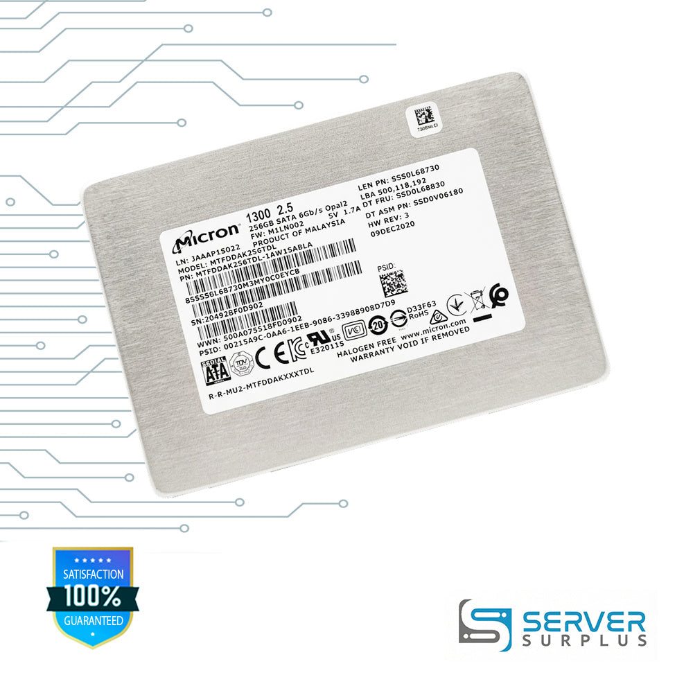 Lenovo 1300 256GB SATA 6Gb/s 2.5 in Enterprise SSD | SSD0L68830 | MTFDDAK256TDL-1AW15ABLA | SSS0L68730 | 5SD0V06180