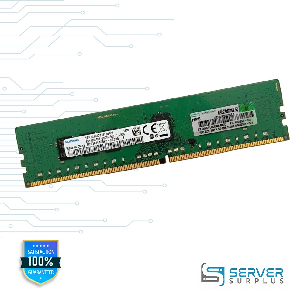 HPE 8GB DDR4-2400 PC4-19200 1Rx8 ECC Registered 288-Pin RDIMM Server Memory | 853287-091 | M393A1K43BB0-CRC0Q | 852545-001
