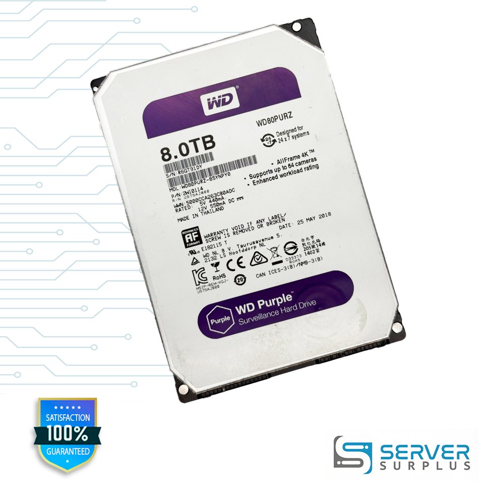 WD Purple 8TB SATA 6Gb/s 3.5 in Enterprise HDD | WD80PURZ