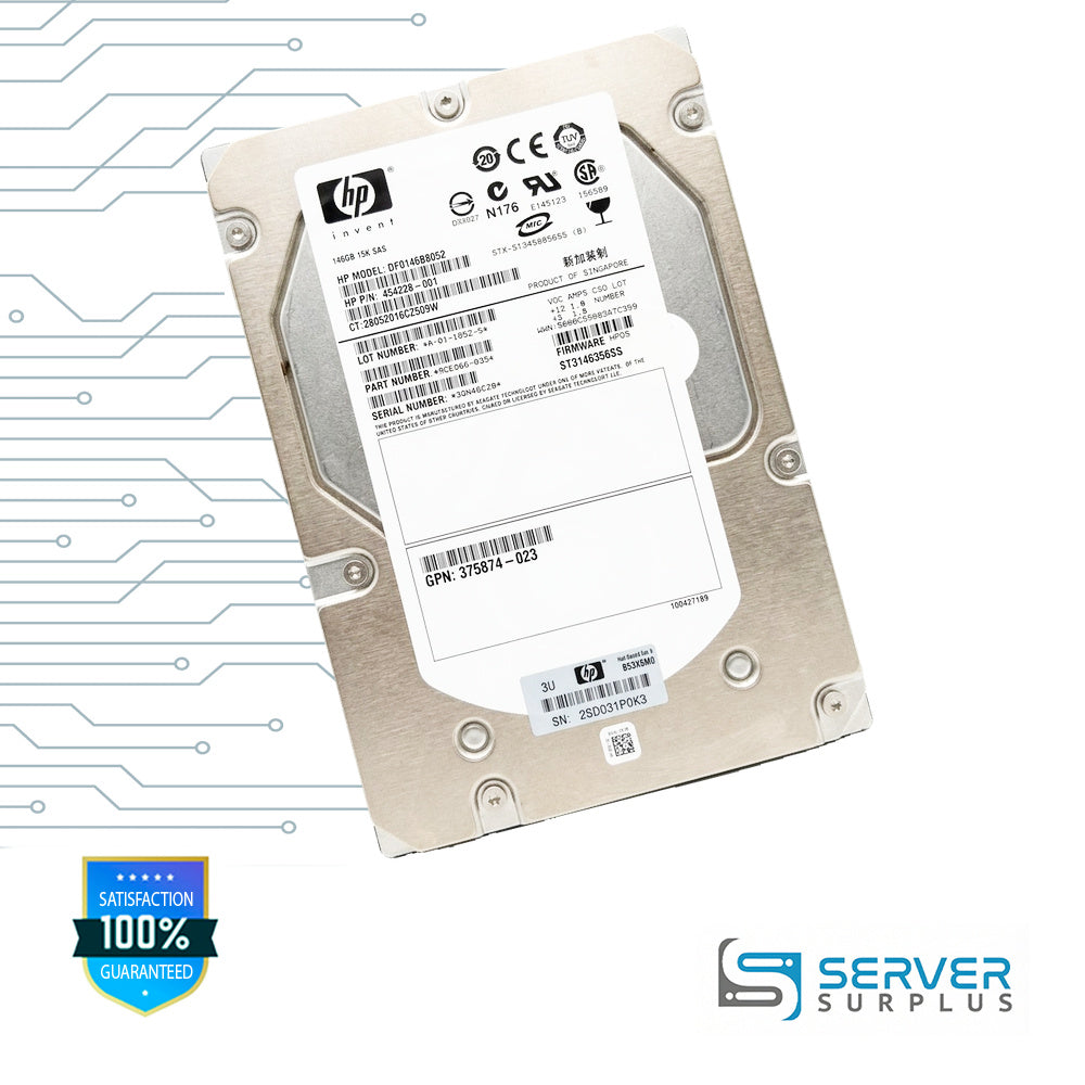 HP 146GB SAS 15K 3.5 in Enterprise HDD | 454228-001 | ST3146356SS | DF0146B8052 | 9CE066-035 | 375874-023