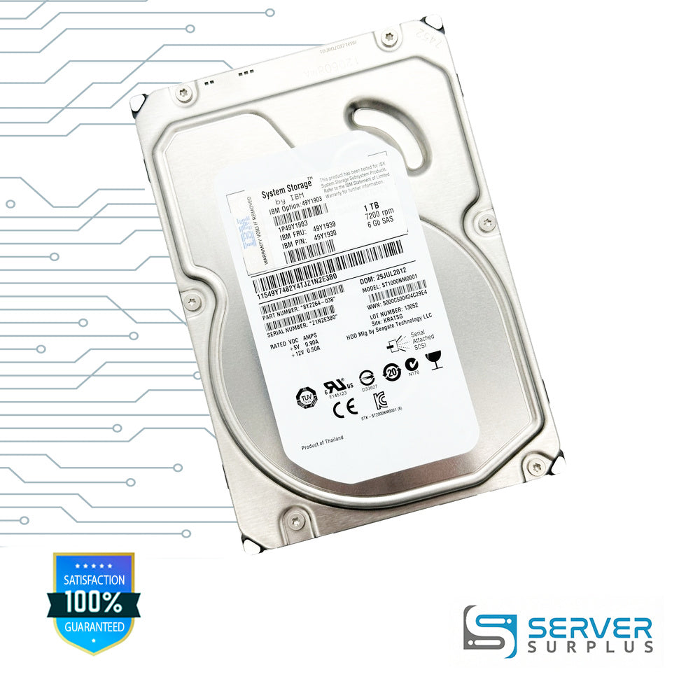 IBM Constellation ES 1TB SAS 7.2K 3.5 in Enterprise HDD | 49Y1939 | ST1000NM0001 | 49Y1903 | 49Y1930