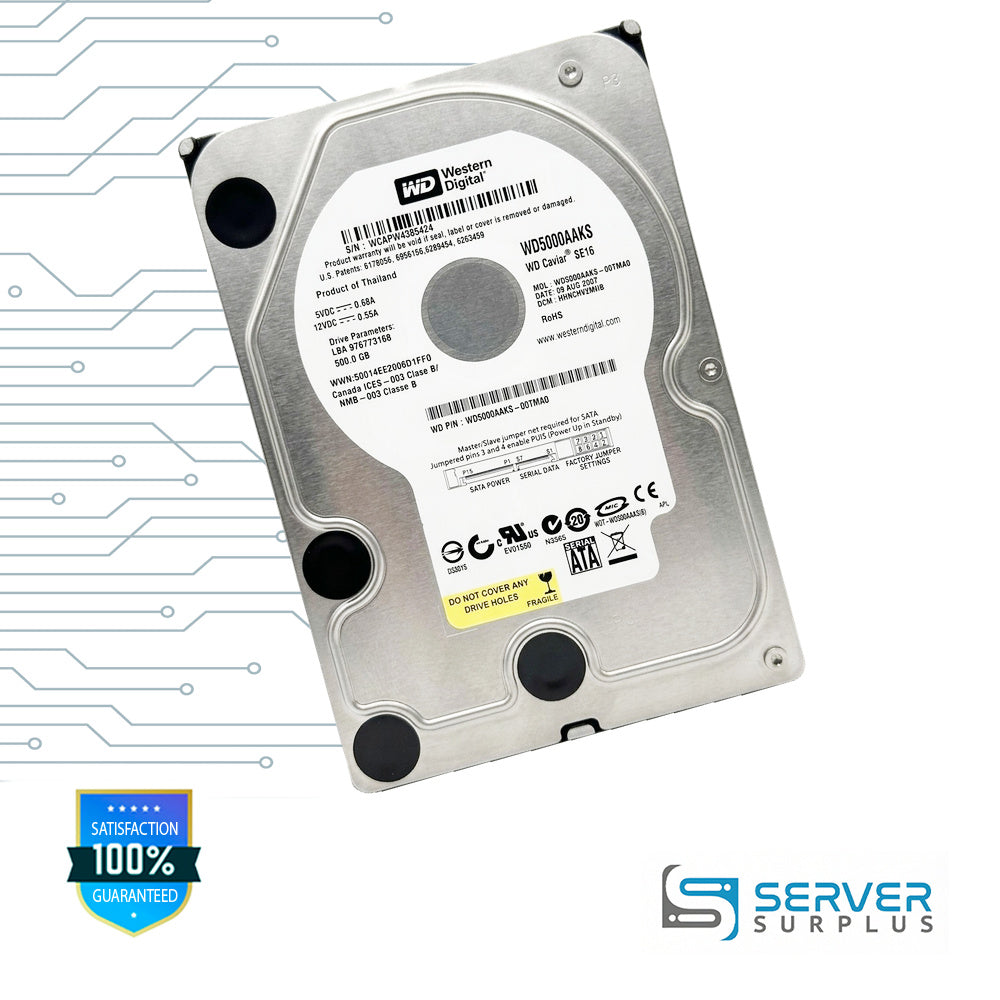 WD Caviar SE16 500GB SATA 3.5 in Enterprise HDD | WD5000AAKS-00TMA0