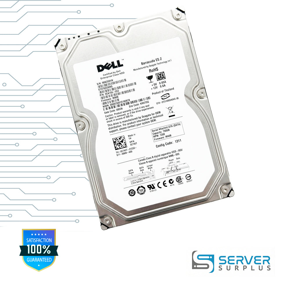 Dell Barracuda ES.2 750GB SATA 7.2K 3.5 in Enterprise HDD | 0C745T | ST3750330NS | C745T