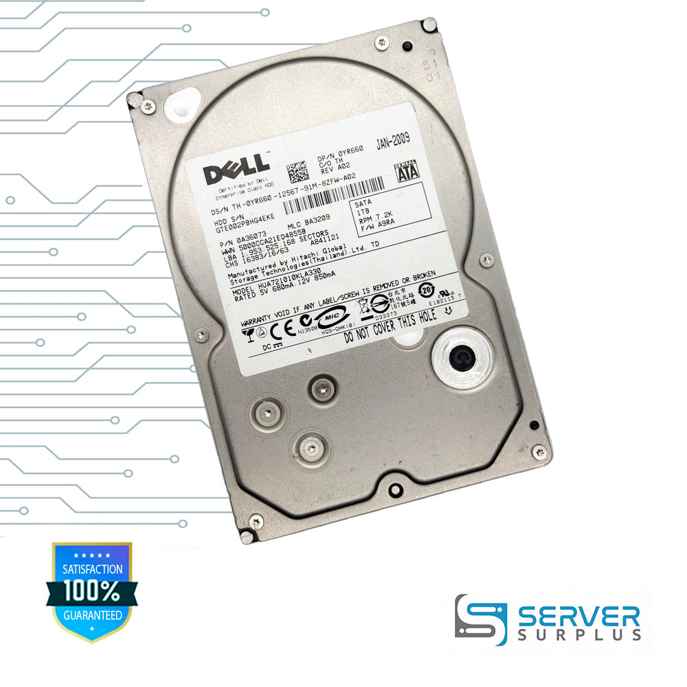 Dell HUA721010KLA330 1TB SATA 7.2K 3.5 in Enterprise HDD | 0YR660 | 0A36073 | YR660