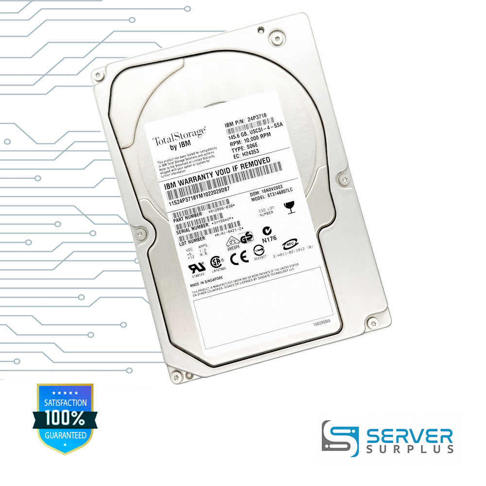 IBM 146GB SCSI 10K 3.5 in Enterprise HDD | 24P3718 | ST3146807LC