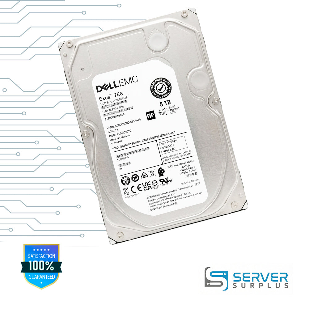 EMC Exos 7E8 8TB SAS 12Gb/s 512e 3.5 in Enterprise HDD | 118000919-01 | ST8000NM014A | 118000919
