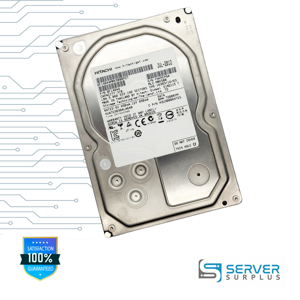 Hitachi HUA723030ALA640 3TB SATA 7200 RPM 3.5 in Enterprise HDD | 0F14044 | H3U30006472S