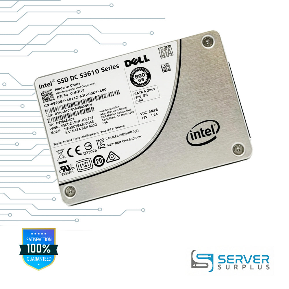 Dell SSD DC S3610 Series 800GB SATA 6Gb/s 2.5 in Enterprise SSD | 09F3GY | SSDSC2BX800G4R | 9F3GY