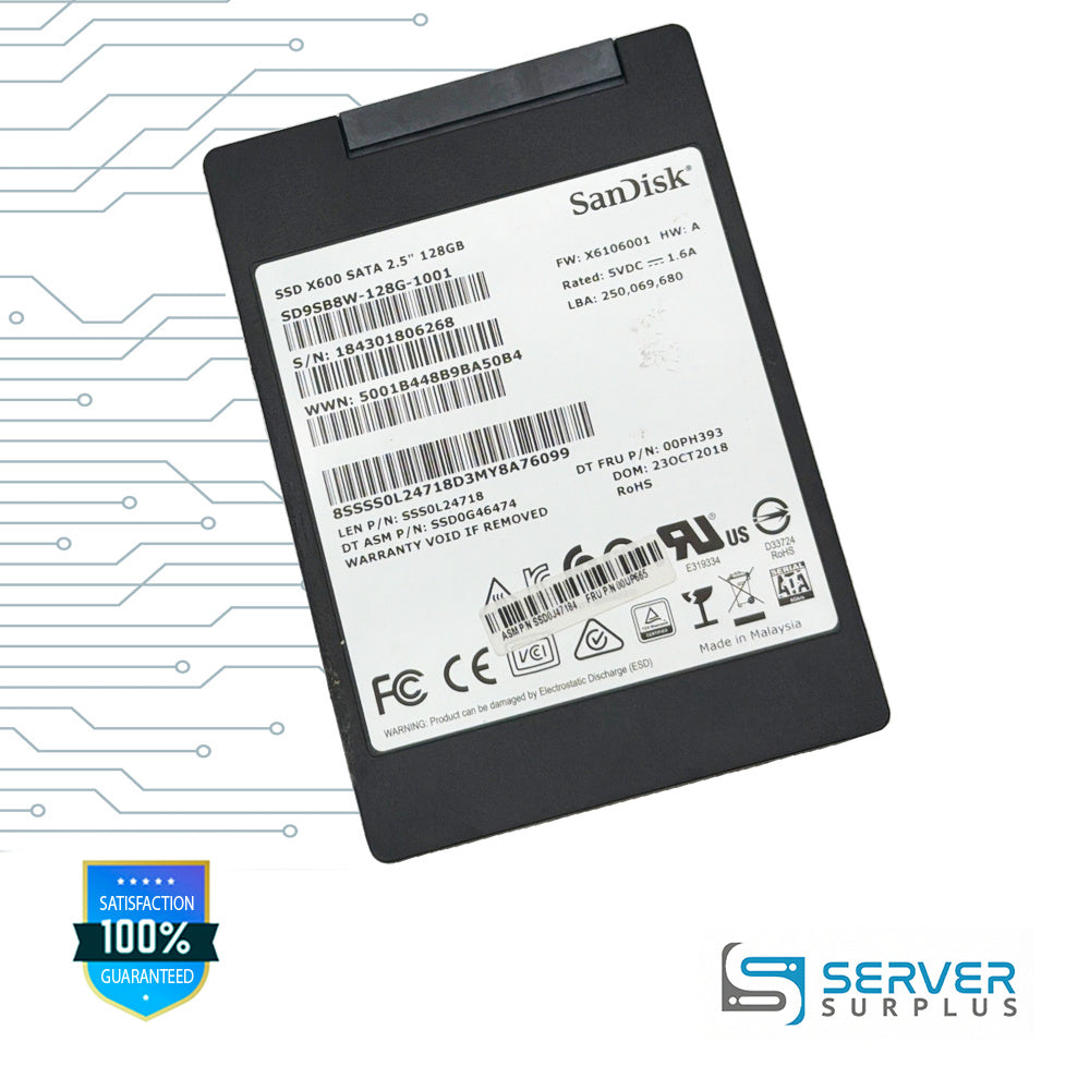 Lenovo X600 128GB SATA 2.5 in Enterprise SSD | 00PH393 | SD9SB8W-128G-1001 | SSSOL24718 | SSD0G46474