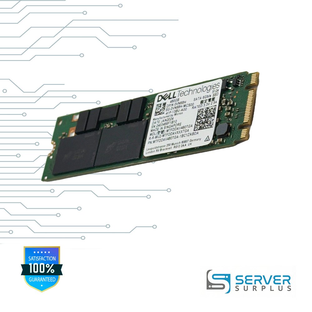 Dell 480GB SATA 6Gb/s 512e M.2 Enterprise SSD | 0VN68H | MTFDDAV480TGA-1BC1ZABDA | VN68H | MTFDDAV480TGA