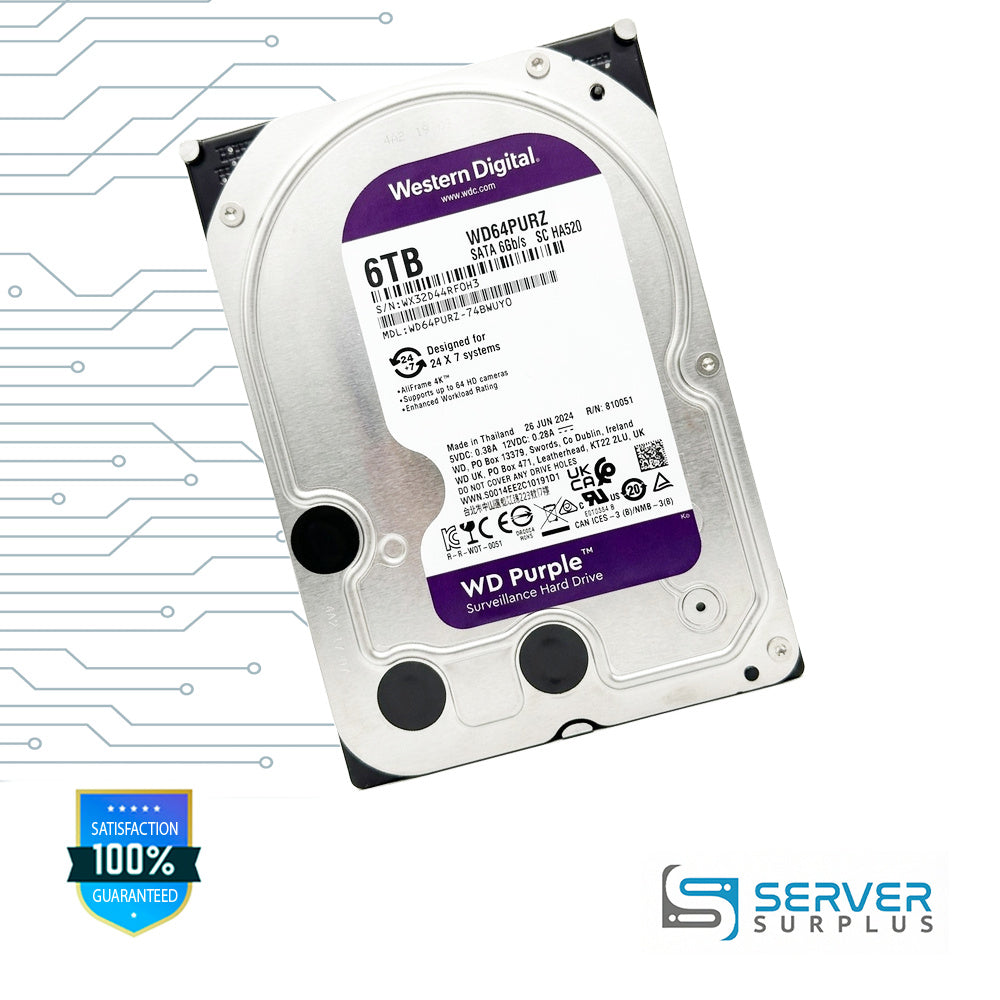 WD Purple 6TB SATA 6Gb/s 3.5 in Enterprise HDD | WD64PURZ