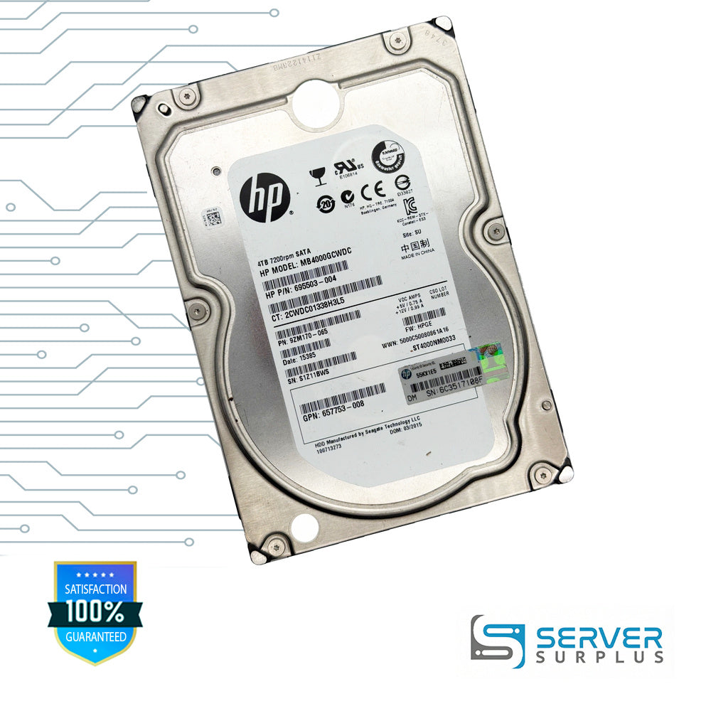 HP Constellation ES.3 4TB SATA 7200 RPM 3.5 in Enterprise HDD | 695503-004 | ST4000NM0033 | MB4000GCWDC | 657753-008