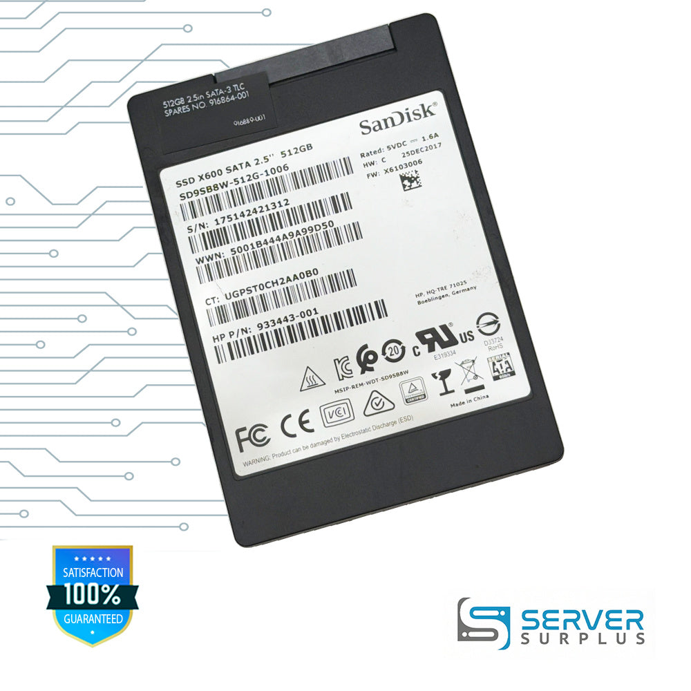 HP X600 512GB SATA 2.5 in Enterprise SSD | 933443-001 | SD9SB8W-512G-1006 | 916864-001