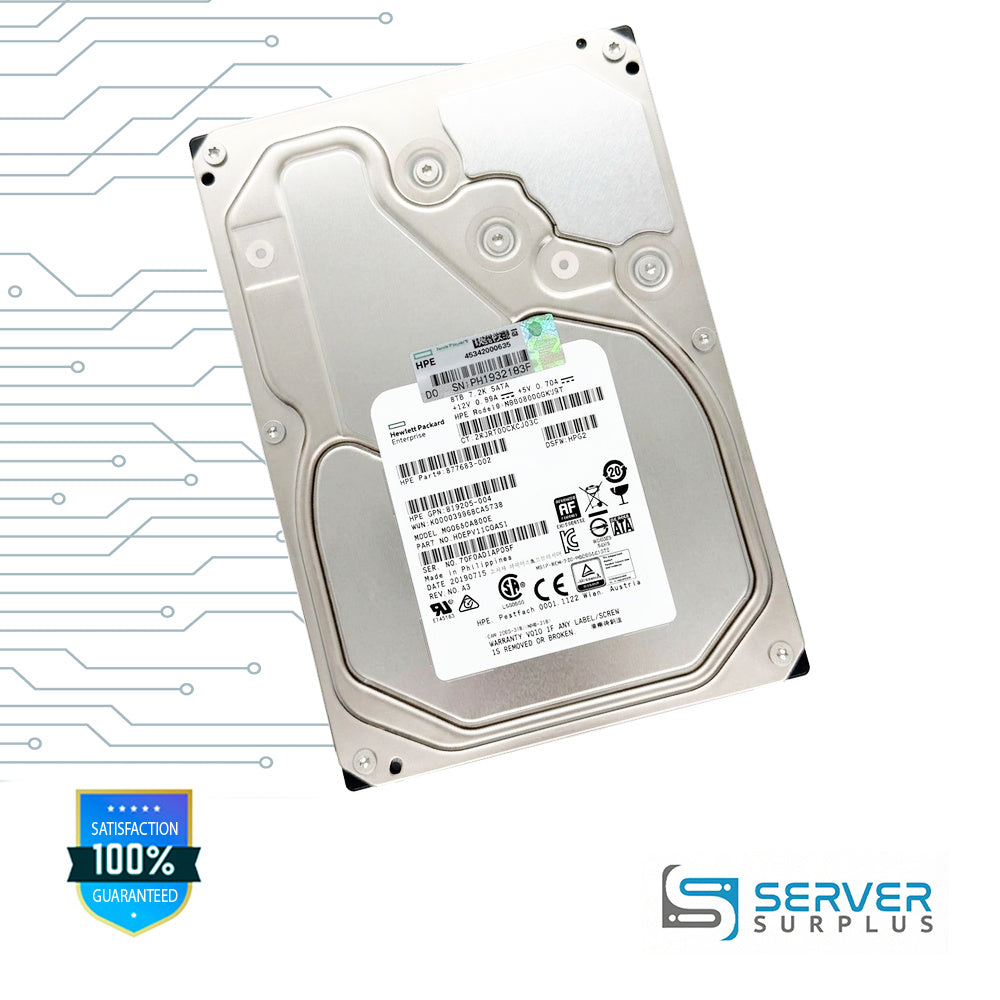 HPE MG06ACA800E 8TB SATA 512e 3.5 in Enterprise HDD | 877683-002 | HDEPV11CGA51 | GPN:819205-004 | MB008000GWJRT