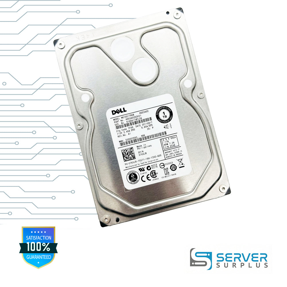 Dell 1TB SAS 7.2K 3.5 in Enterprise HDD | 07KXJR | MK1001TRKB | 7KXJR