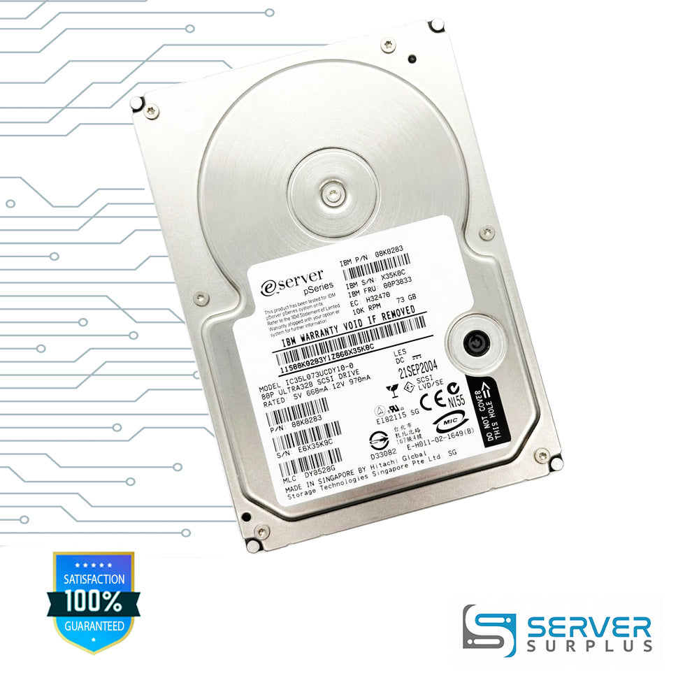 IBM 73GB SCSI 10K RPM 3.5 in Enterprise HDD | 00P3833 | IC35L073UCDY10-0 | 08K0283